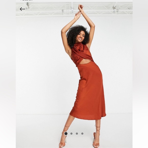 ASOS high neck drape cut out midi dress - Picture 1 of 6